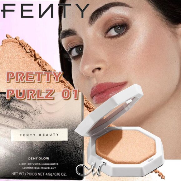 Fenty Beauty Demi Glow Light Diffusing Highlighter~PRETTY PURLZ 01 4.5g NIB - Picture 1 of 11